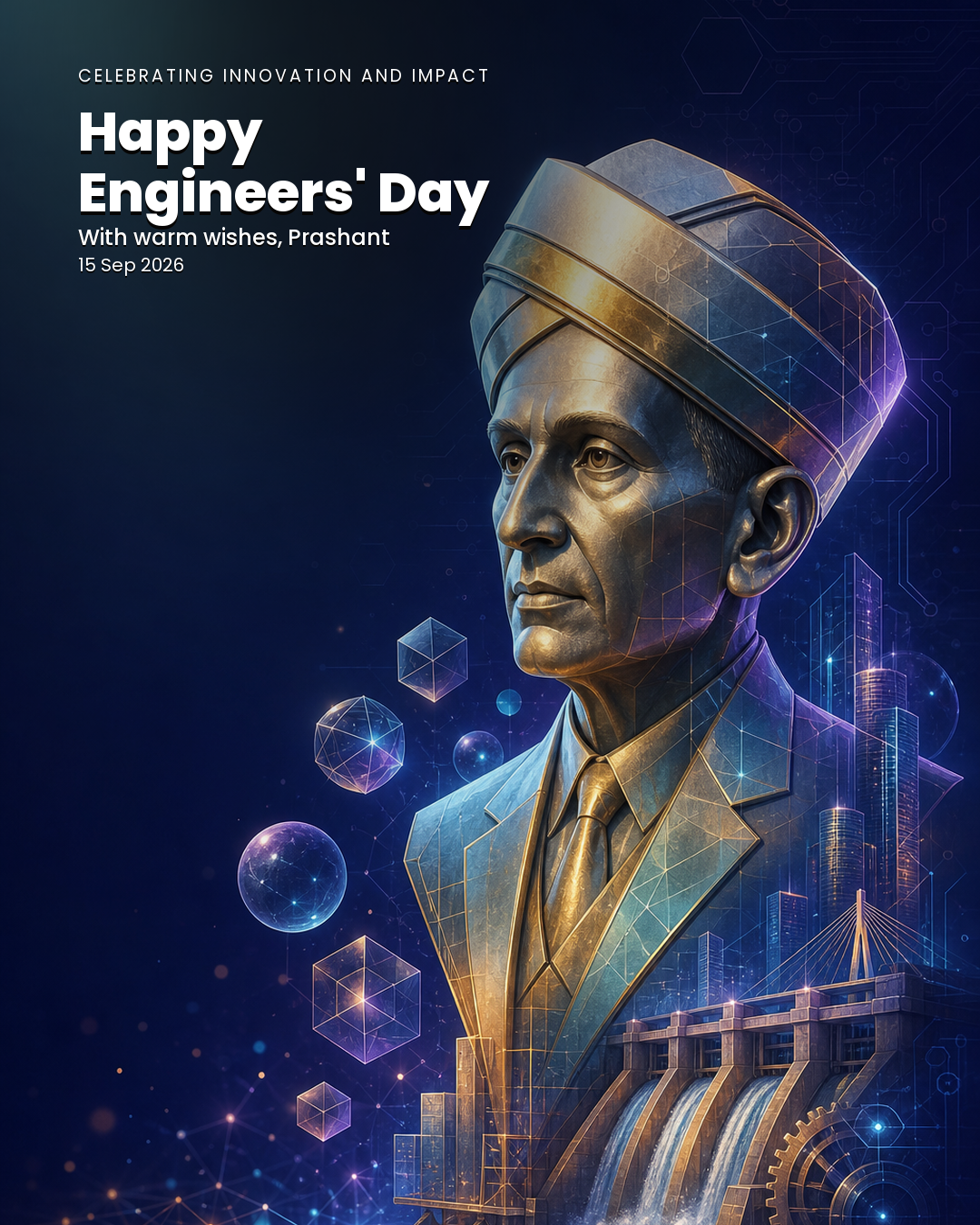 Example Engineers’ Day greeting with a personal name and subtle occasion date